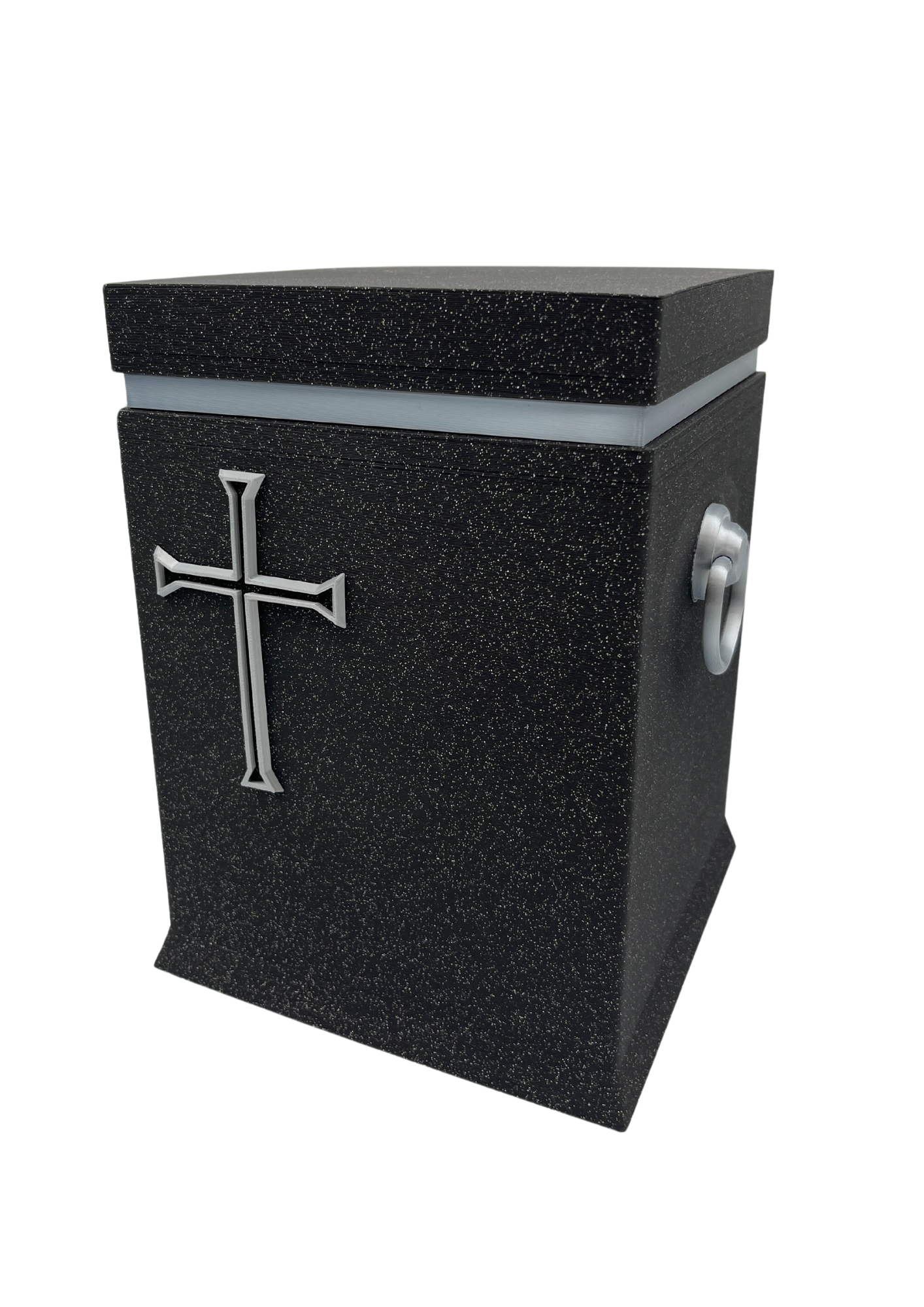 Christliche Bio-Urne in Onyxschwarz/Silber