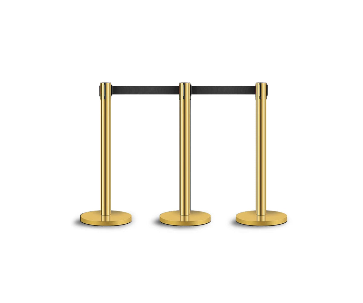 Absperrständer mit Zugband in Schwarz und Gold