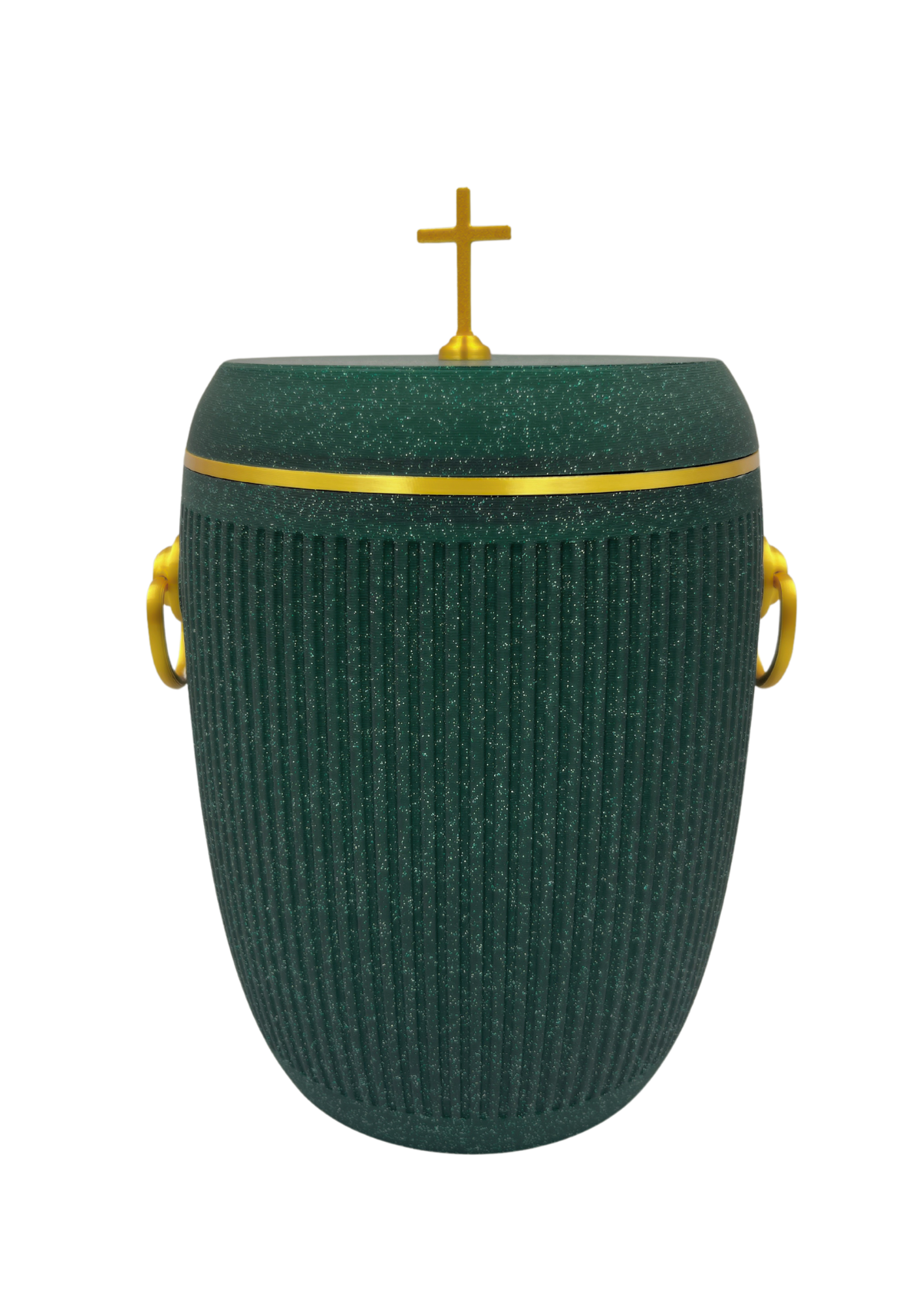 Bio Urne - "Kreuz der Ewigkeit" Emerald/Gold
