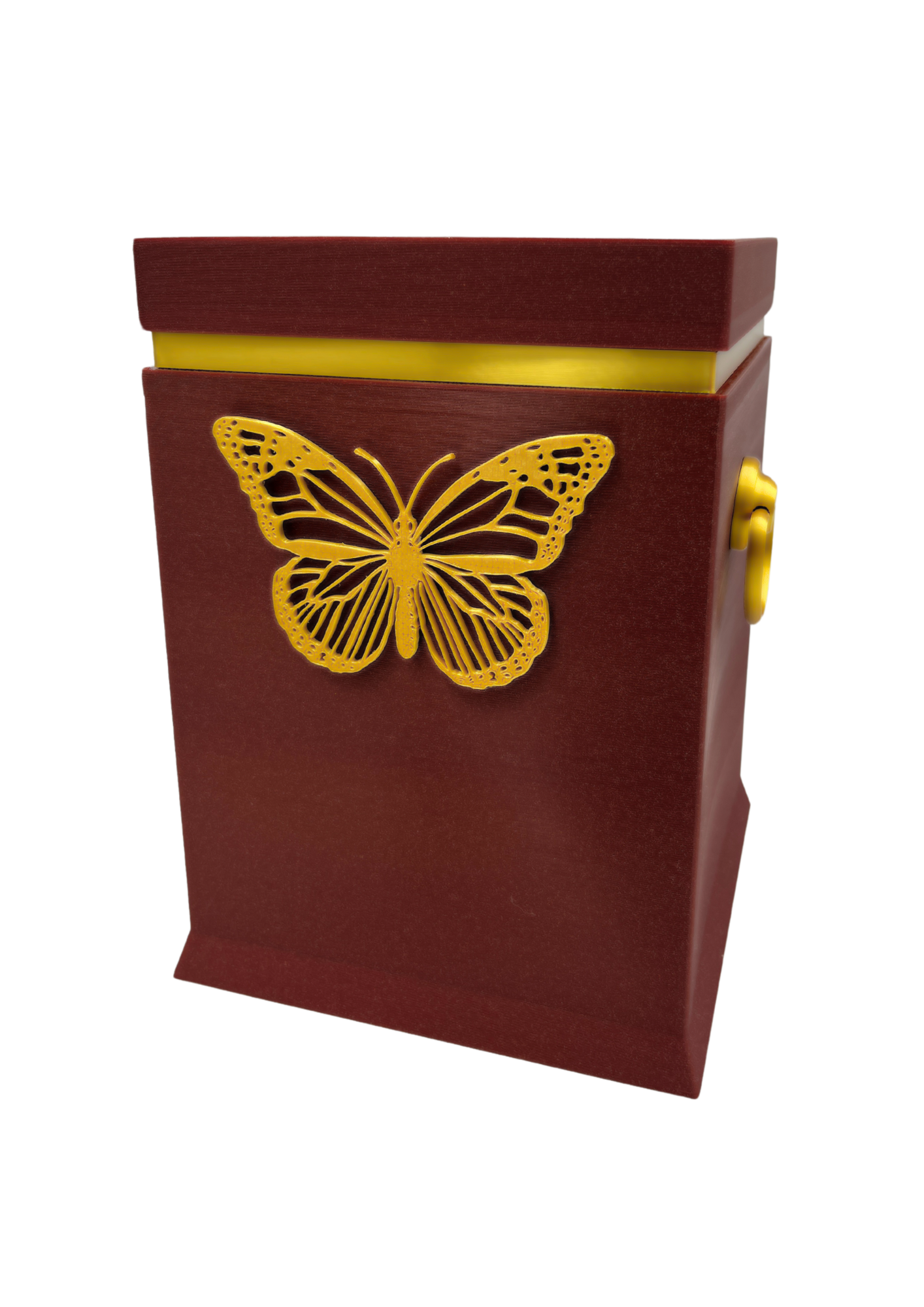 Bio-Urne Rot mit goldenem Schmetterlingsmotiv