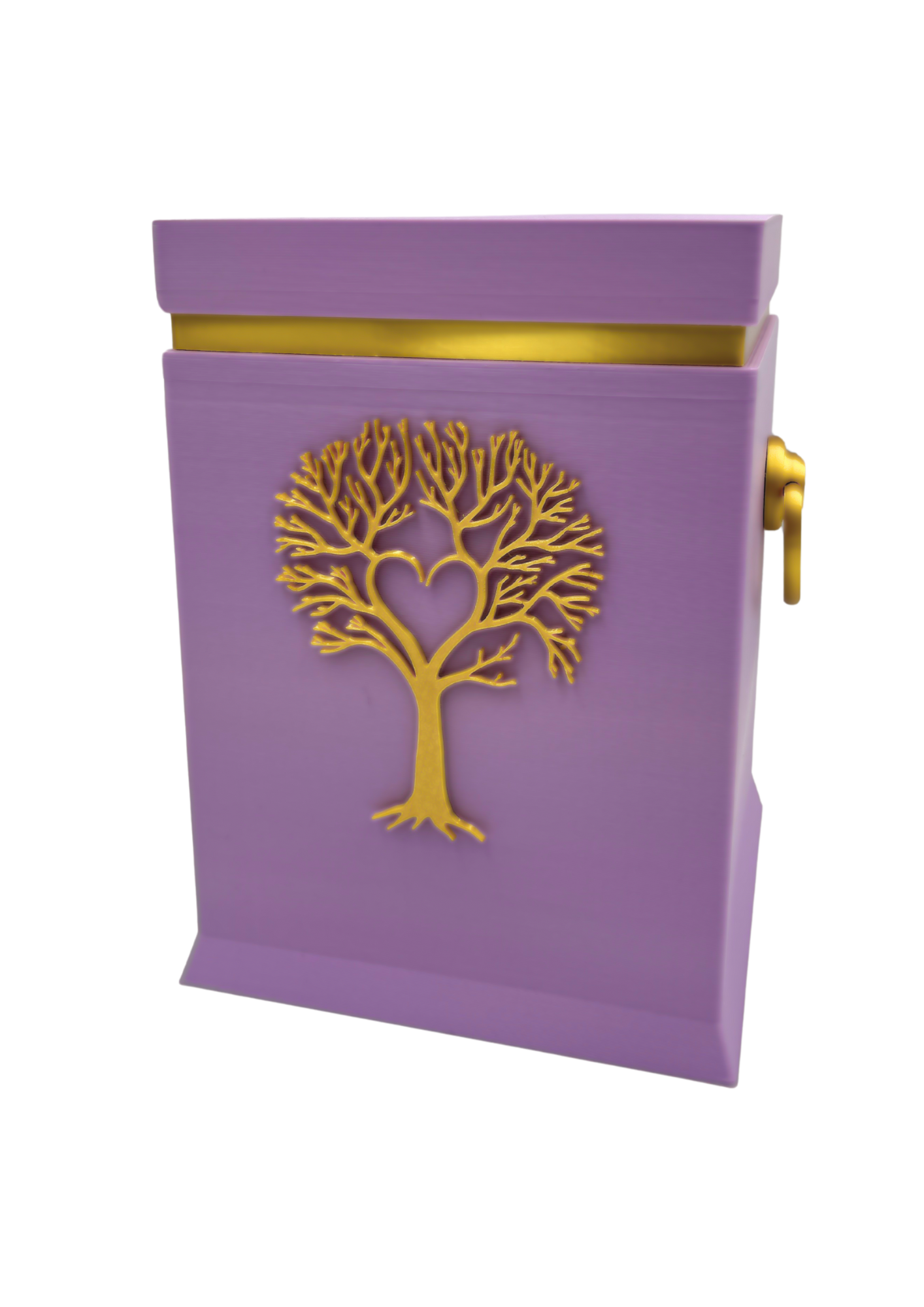 Bio-Urne mit Lebensbaum-Motiv in Violett/Gold