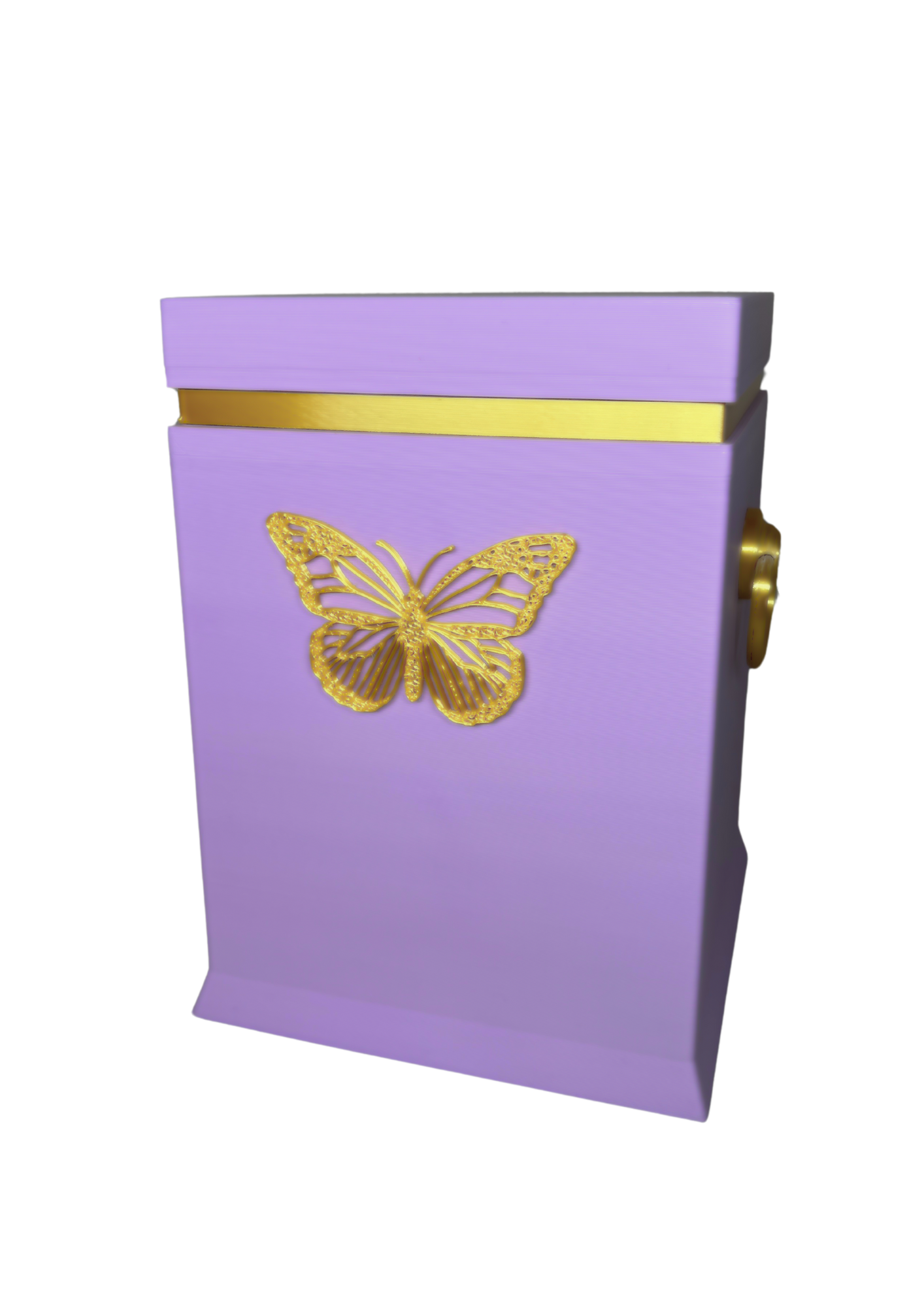 Bio-Urne Violett mit goldenem Schmetterlingsmotiv