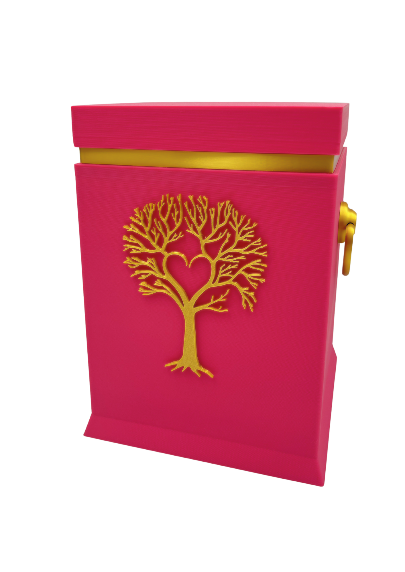 Bio-Urne mit Lebensbaum-Motiv in Rosa/Gold