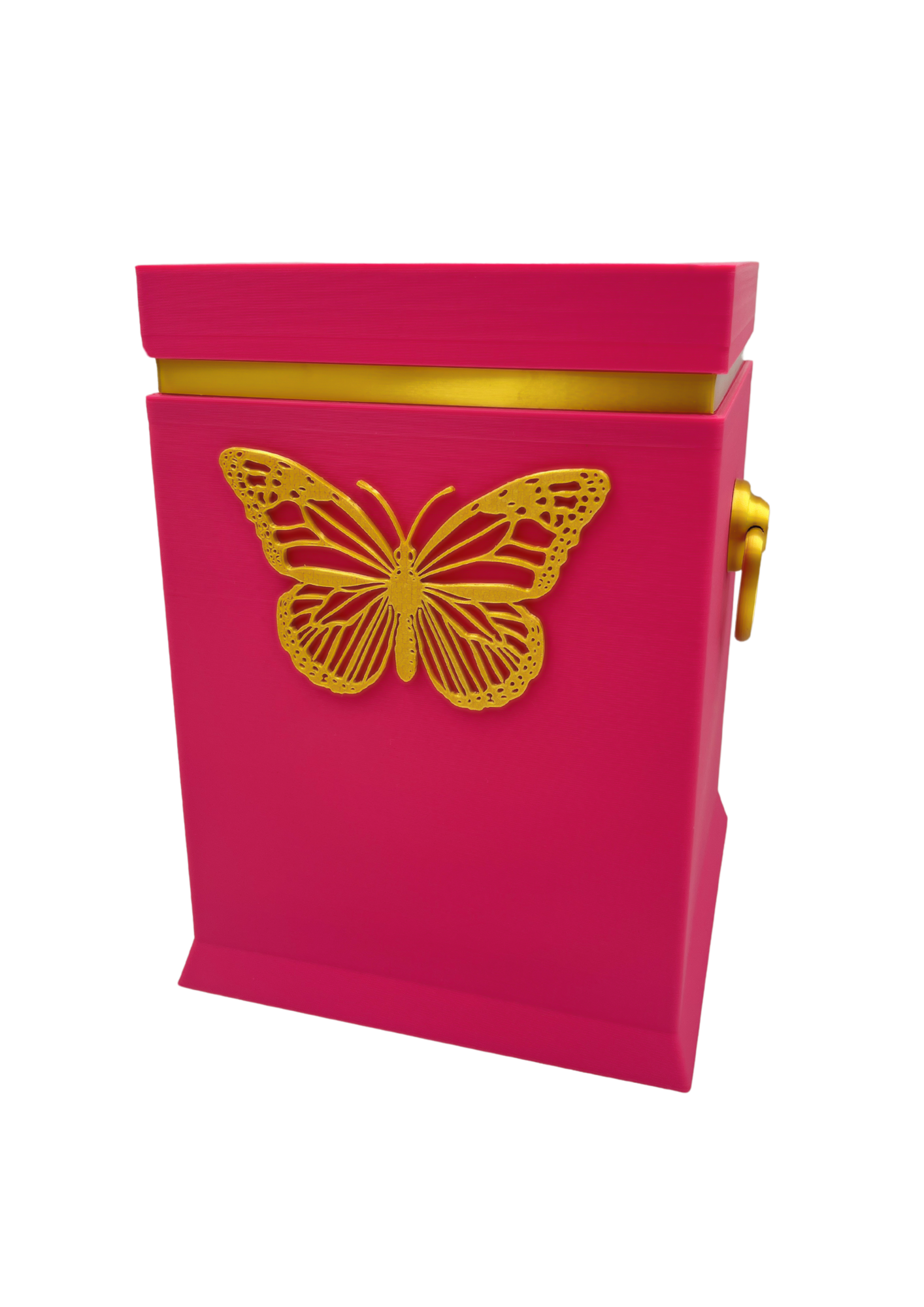 Bio-Urne Rosa mit goldenem Schmetterlingsmotiv