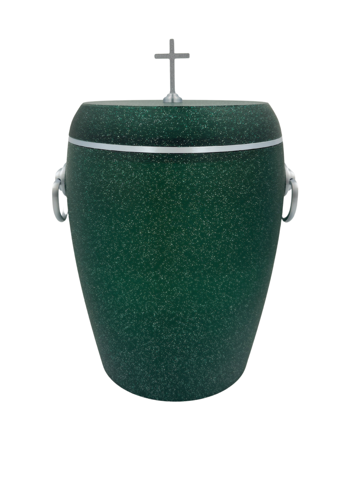 Bio Urne - "Kreuz des Friedens" Emerald/Silber