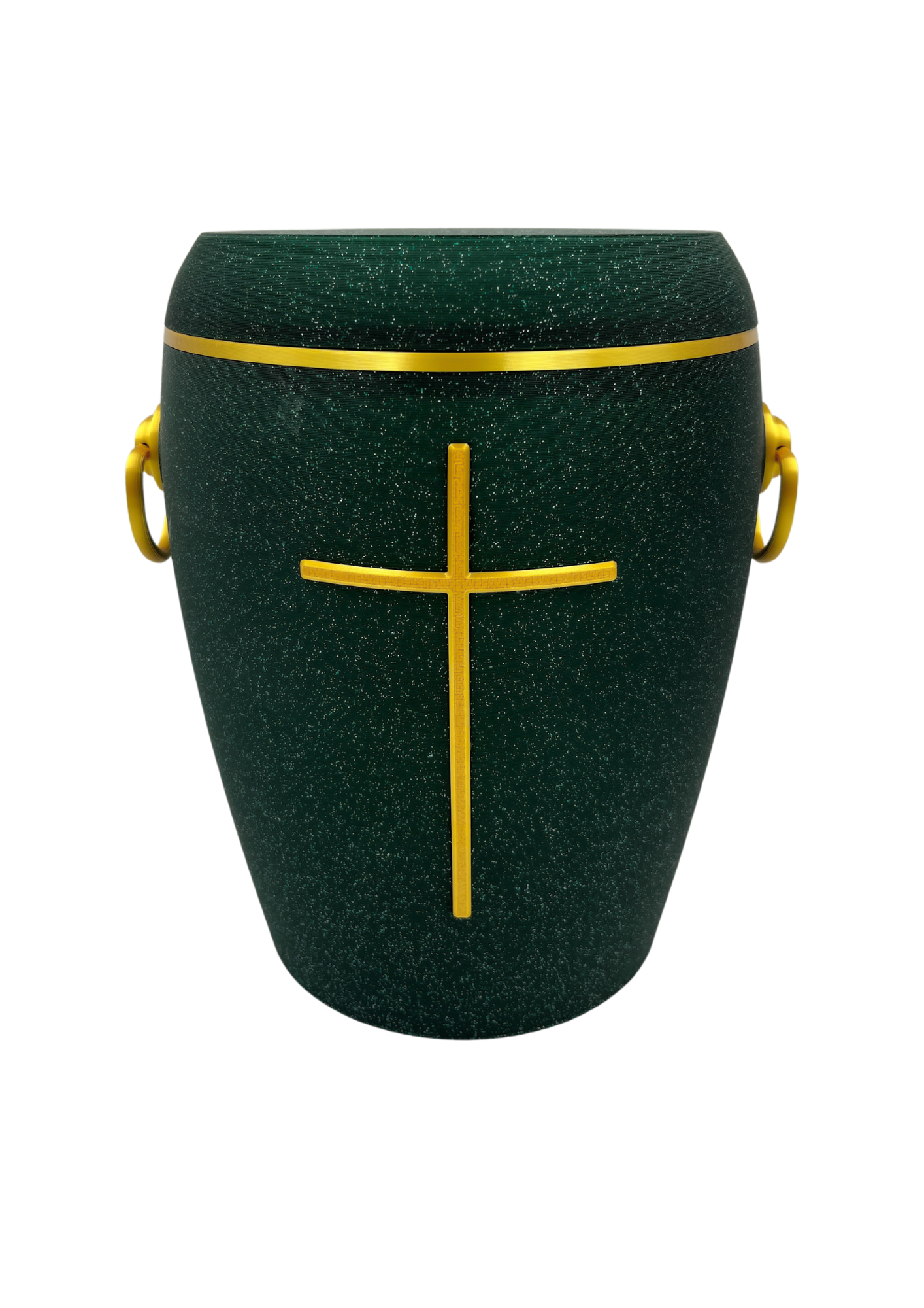 Bio Urne - "Kreuz der Stille" Emerald/Gold