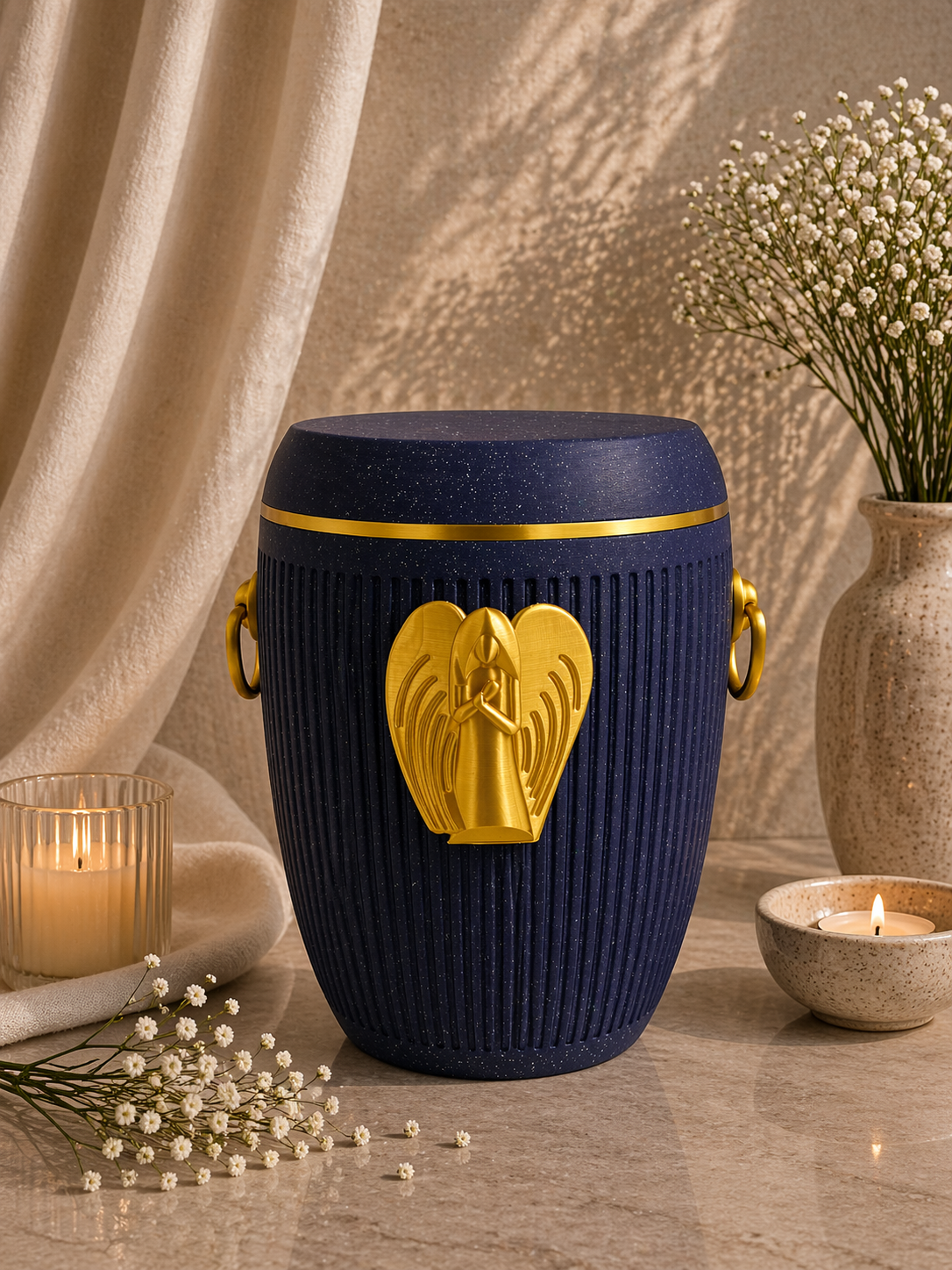Bio Urne "Engelsruhe" - Violett/Gold