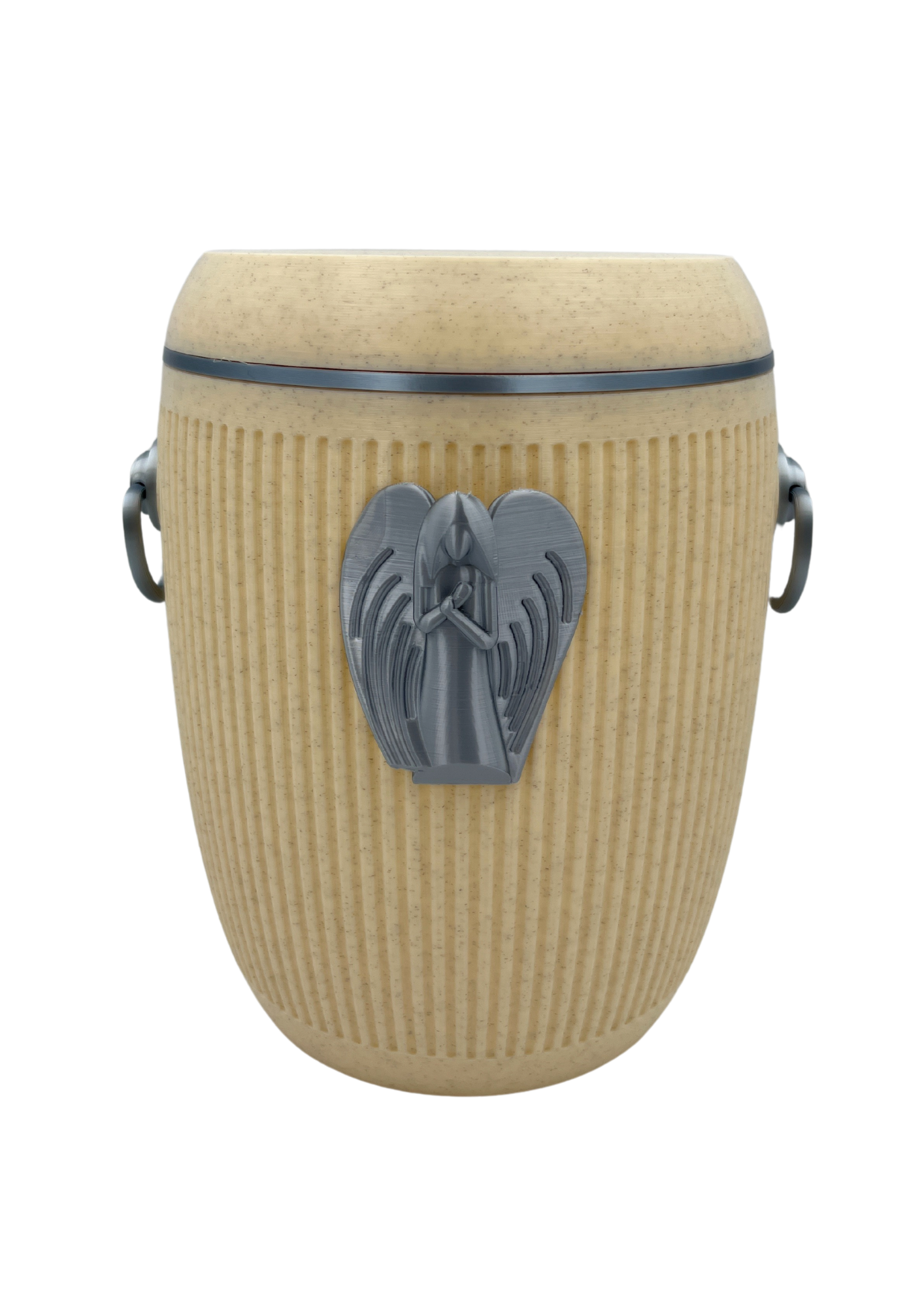 Bio Urne "Engelsruhe" - Sandbeige/Silber