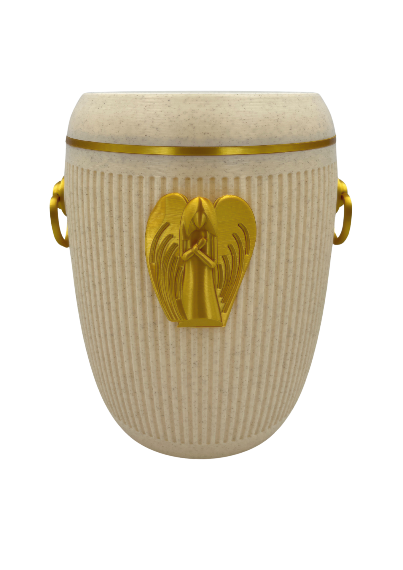 Bio Urne "Engelsruhe" - Sandbeige/Gold