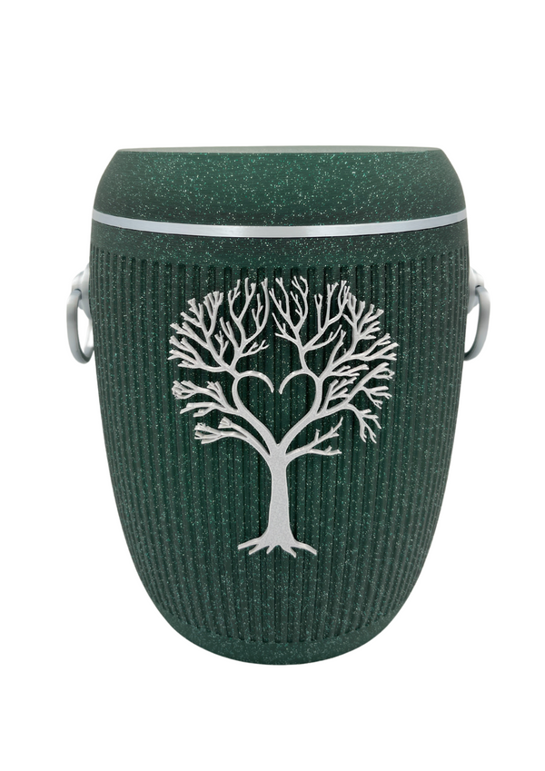 Bio Urne - "Lebensbaum" Emerald/Silber