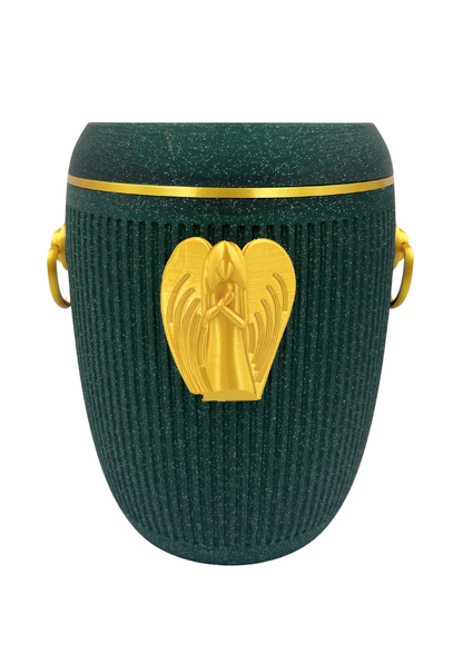 Bio Urne "Engelsruhe" - Emerald/Gold