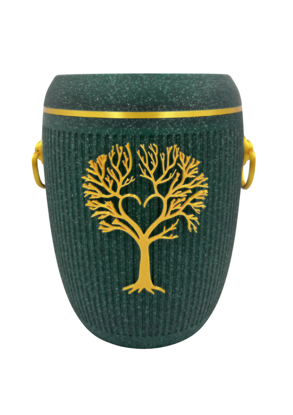 Bio Urne - "Lebensbaum" Emerald/Gold