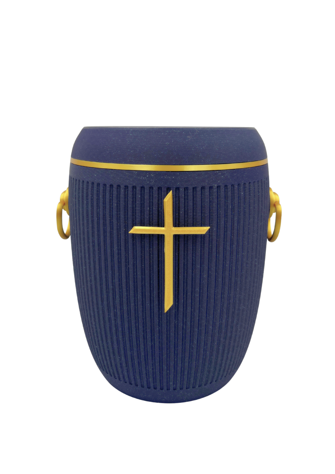 Bio Urne - "Stilles Kreuz" Violett/Gold